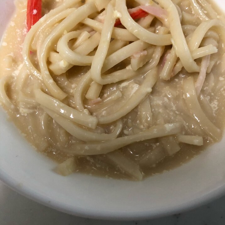 カニカマとハムで♡マヨと生姜の冷やしうどん(^^)